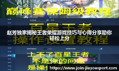 赵芳独家揭秘王者荣耀游戏技巧与心得分享助你轻松上分